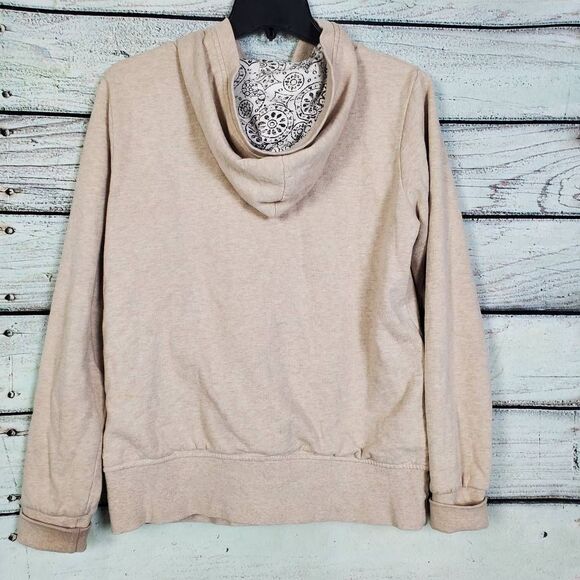 Maurices Women’s Hoodie Jacket Size XL Beige Button Front Zip Hybrid Sweatshirt - Picture 4 of 7
